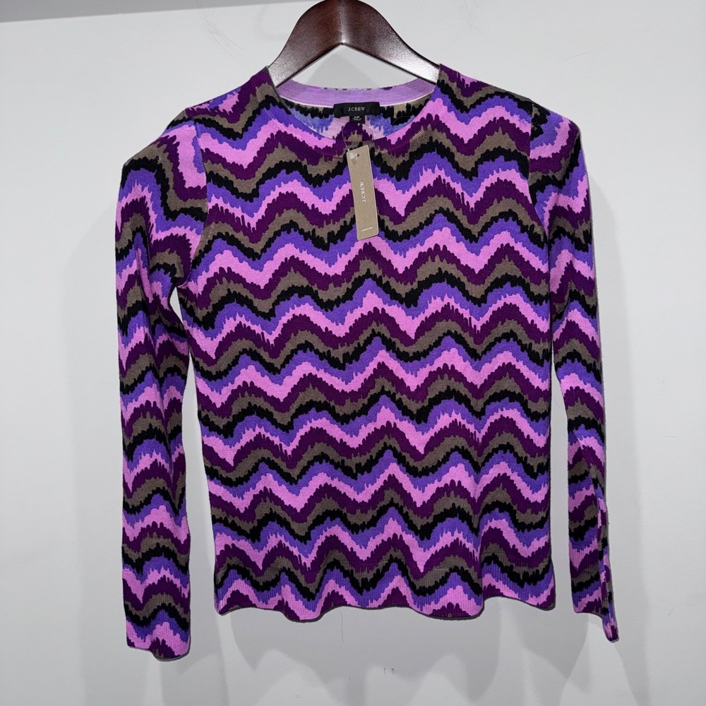J.Crew Tippi Pullover Merino Wool Zig Zag Chevron Knit Sweater XS‎ NWT - Picture 2 of 11